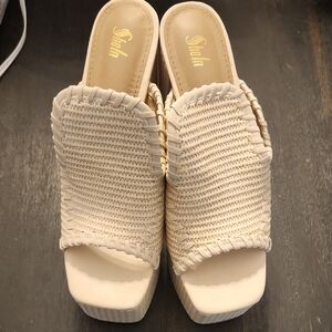 SHEIN Women's Beige Woven Mules